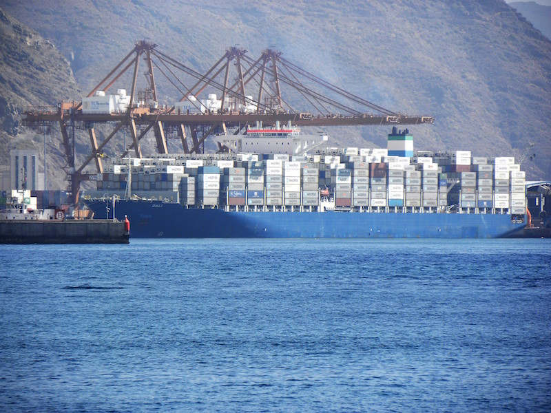 Primera escala del mini mega-boxer «Dalí» en Tenerife