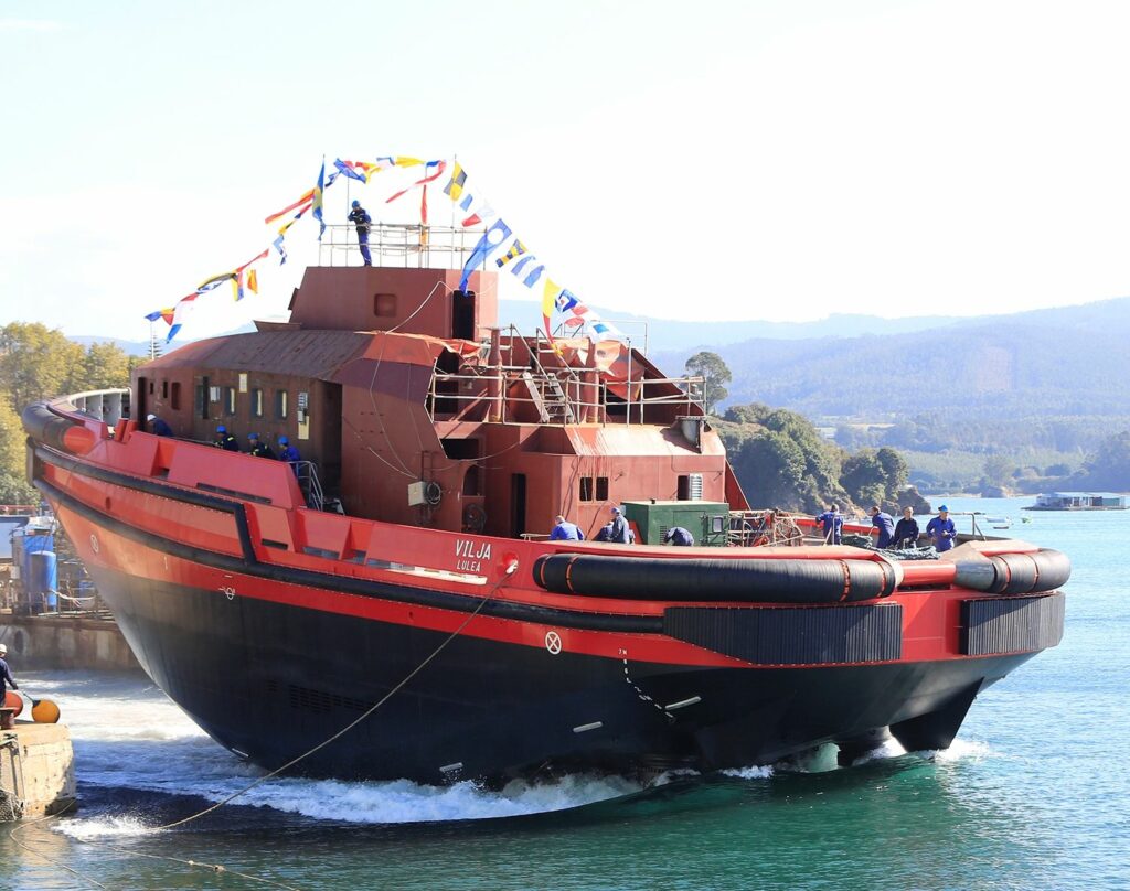 Gondán bota un remolcador rompehielos híbrido para Suecia