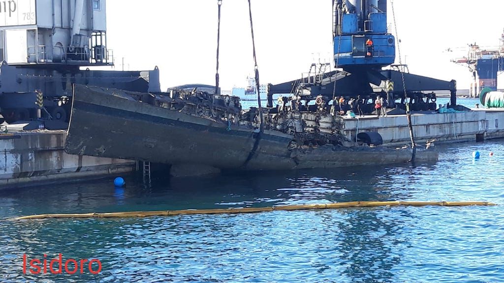 Intento para reflotar los restos de la ex corbeta “Cazadora”