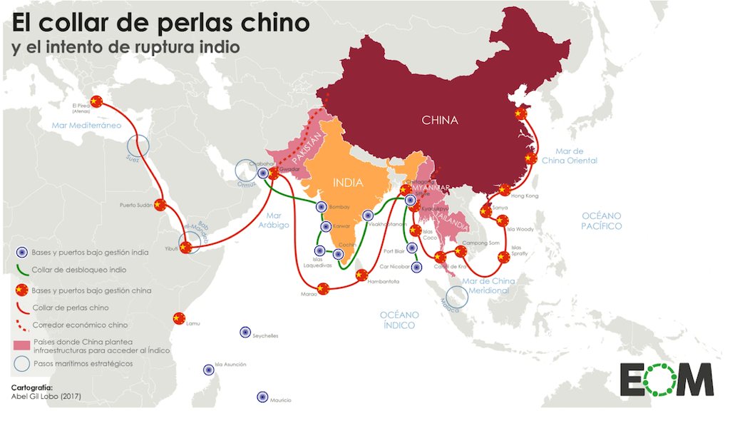 El collar de perlas chino y el intento de ruptura indio 