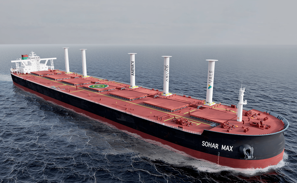 Cinco rotores Flettner para un buque Valemax de 400.000 TPM