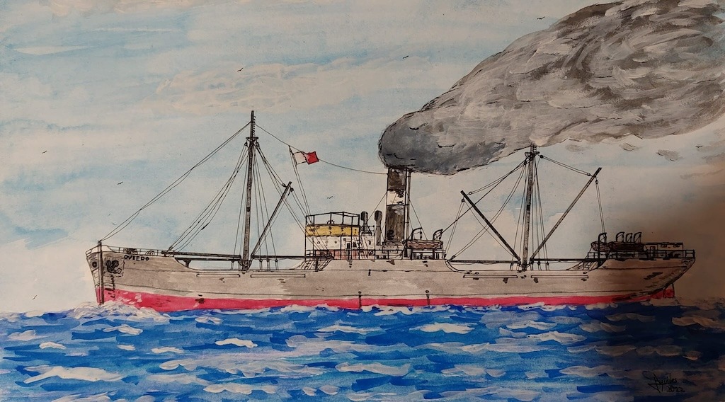 Un viaje complicado que acabó en naufragio. El vapor “Oviedo” de la Compañía Avilesina de Navegación